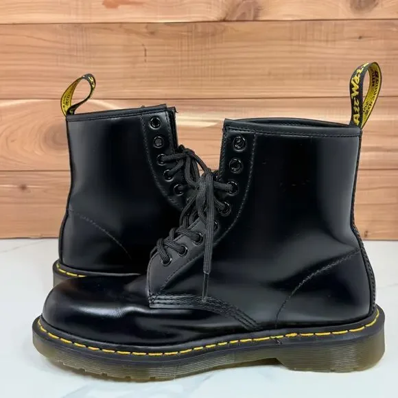 Dr Martens 1460 Glossy Leather Lace Up Boots Combat Moto Grunge Goth Women's 9 - Picture 11 of 14